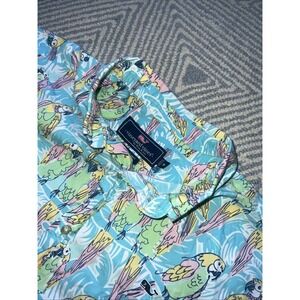Vineyard Vines Whale Short Sleeve Button Shirt - Multicolor Parrot Design - Medi